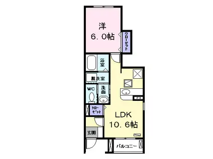 グランディールII(1LDK/1階)の間取り写真