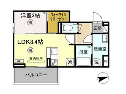 フリーデンやりた(1LDK/2階)の間取り写真