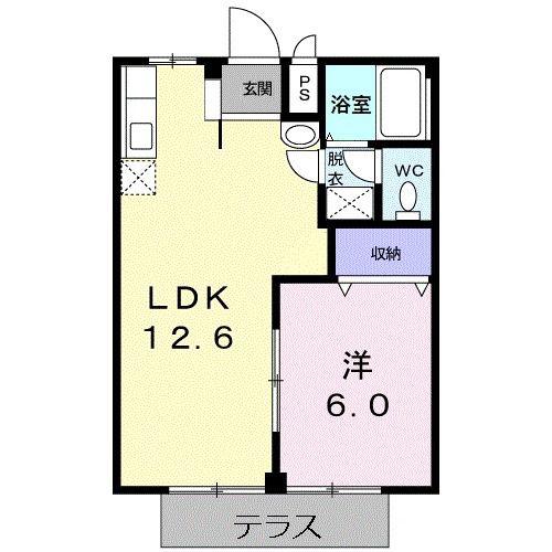 シティハイツなかの(1LDK/1階)の間取り写真