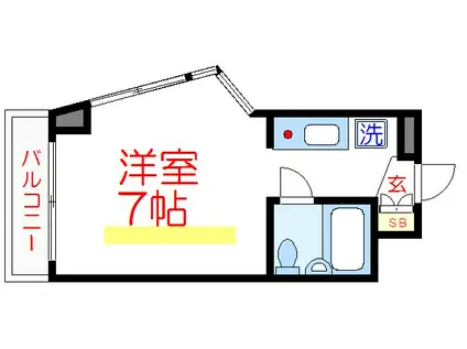スパローハイツ(ワンルーム/2階)の間取り写真