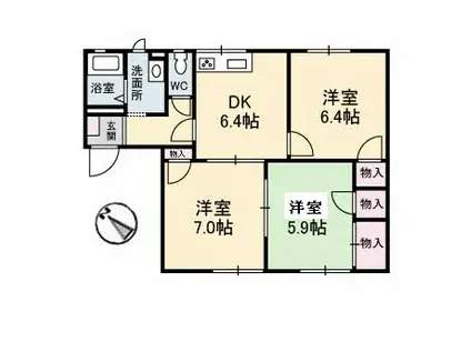 グレ一ス22E(3DK/1階)の間取り写真