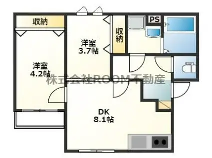 ルーチェ吉尾(2LDK/3階)の間取り写真