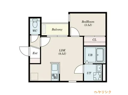 KATZE志賀本通南(1LDK/1階)の間取り写真