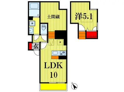 UP STONE 大神宮(1LDK/1階)の間取り写真