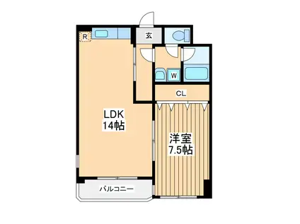 メゾンドA2(1LDK/2階)の間取り写真