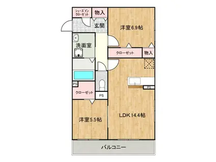 FORT RISE(2LDK/2階)の間取り写真