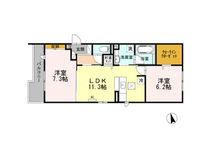 アプローズ・ドムス(2LDK/1階)の間取り写真