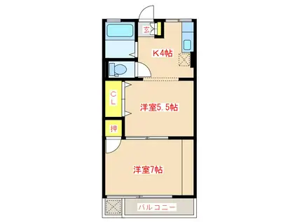 青野ハイツI(2K/1階)の間取り写真