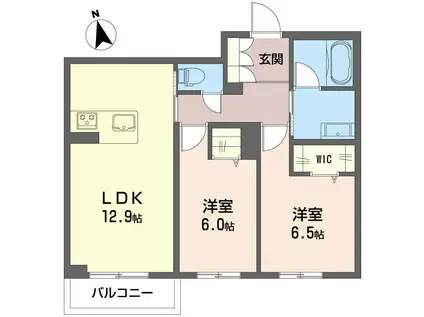 AXIS助信(2LDK/1階)の間取り写真