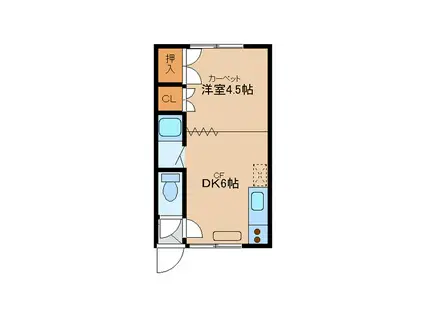 コーポ宝(1DK/2階)の間取り写真