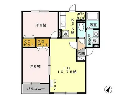 グランドールG II(2LDK/3階)の間取り写真