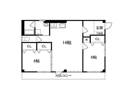 エイコーファイブ(2LDK/2階)の間取り写真
