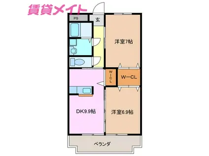 ブルースカイマンションVII(2LDK/7階)の間取り写真