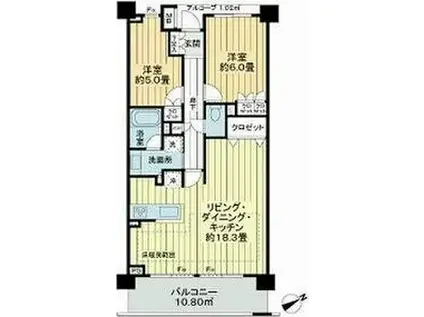 サンクタス洋光台ヒルズ(2LDK/6階)の間取り写真