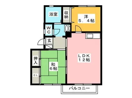 ニューサウスA(2LDK/2階)の間取り写真