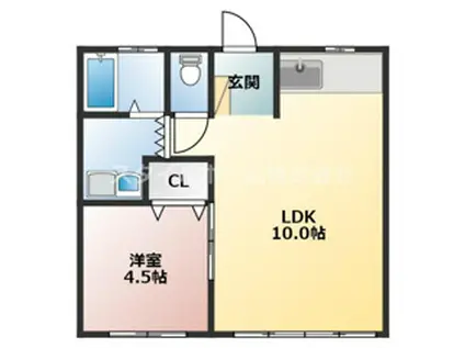 コーポ鈴森B(1LDK/2階)の間取り写真