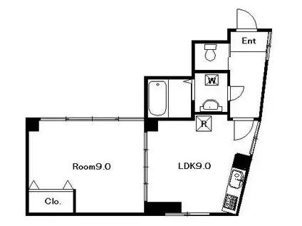 塩見ビル(1LDK/4階)の間取り写真