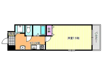 ジュネスコート(1K/6階)の間取り写真