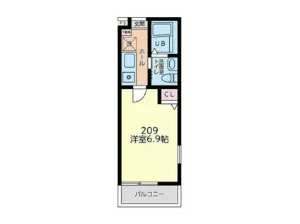 ラシャンス国分南(1K/2階)の間取り写真