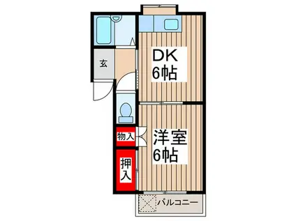 ハイツホワイト(1DK/2階)の間取り写真