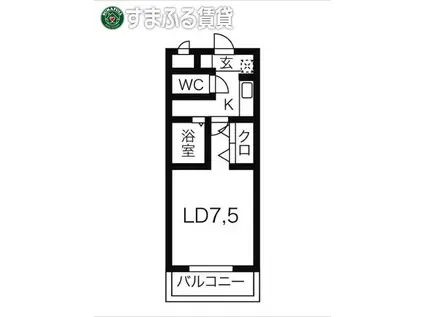 A・CITY熊味II(1K/1階)の間取り写真