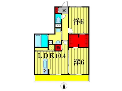 アローヒルズA(2LDK/3階)の間取り写真