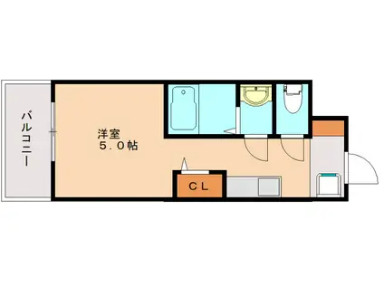 晃明ビル(ワンルーム/5階)の間取り写真