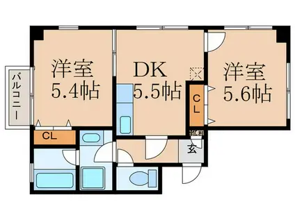 アーバンステージ高宮(2DK/3階)の間取り写真
