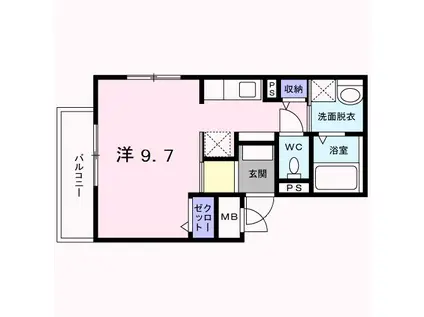 シャトルI芝(ワンルーム/3階)の間取り写真