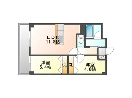 クリスタルヴィラ II(2LDK/3階)の間取り写真