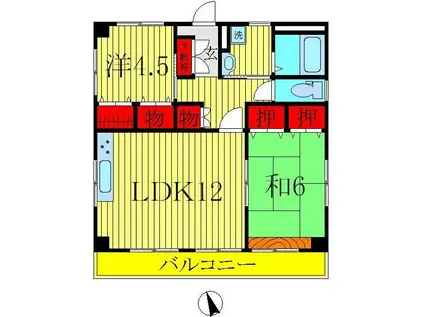 サンハウス柏(2LDK/3階)の間取り写真