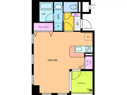 エクセルコート(ワンルーム/2階)の間取り写真