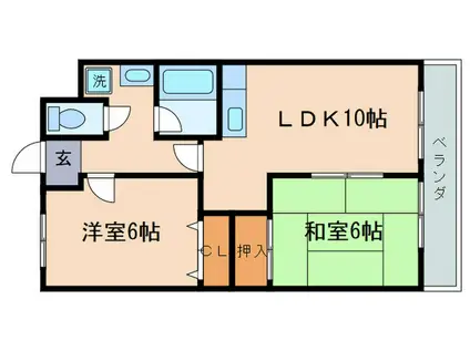 エミナール南草津(2LDK/6階)の間取り写真