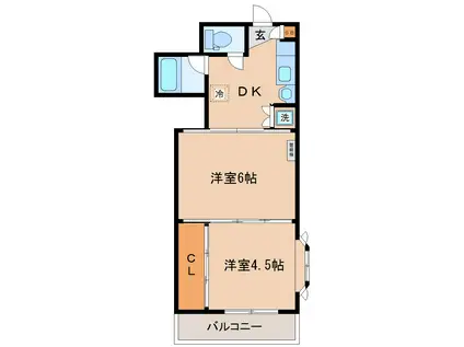 シャングリラ小田原BM火報(2DK/1階)の間取り写真