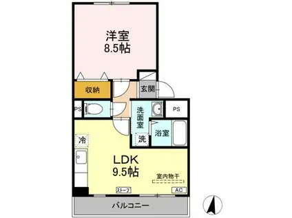 パシフィックレインボー(1LDK/2階)の間取り写真