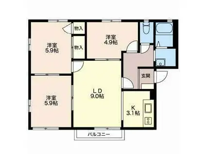 プランシェバラキB(3LDK/2階)の間取り写真