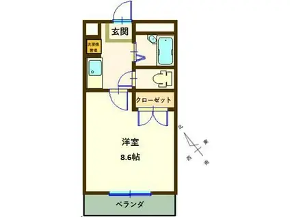 コンフォートイナリ(1K/2階)の間取り写真