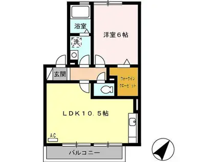 グランドメゾン西脇(1LDK/2階)の間取り写真