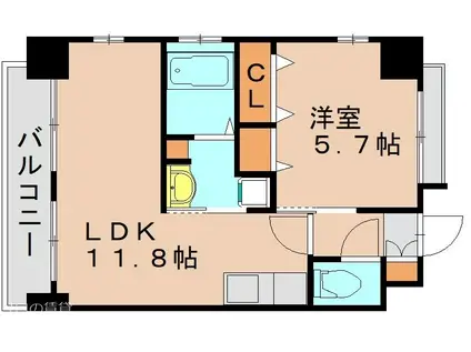 カーサビアンカ(1LDK/3階)の間取り写真