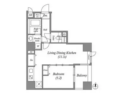 プレール・ドゥーク両国III(1LDK/3階)の間取り写真