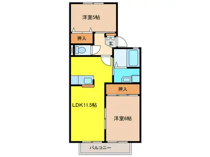 コートビレッジII(2LDK/2階)の間取り写真