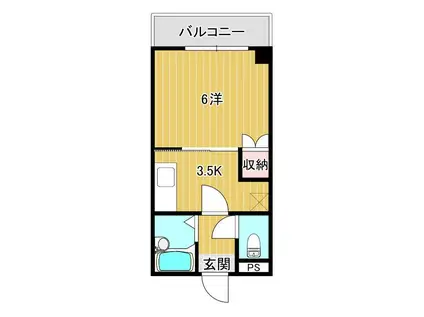 ウェルス下関(1K/4階)の間取り写真