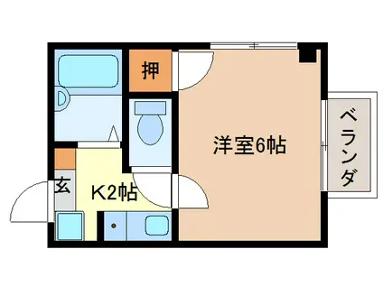 グリーハイツ(1K/2階)の間取り写真