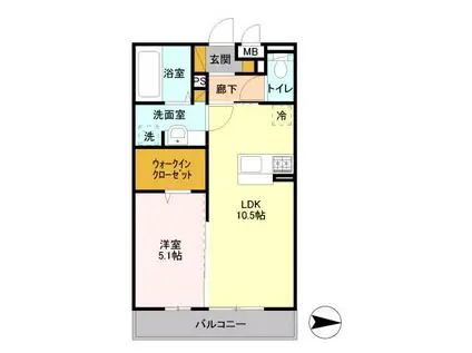 ディアコート鹿放ヶ丘(1LDK/2階)の間取り写真