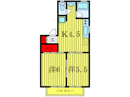 大谷口コーポ(2K/1階)の間取り写真