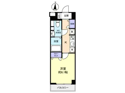 LUXENA勝田台(1K/3階)の間取り写真