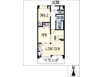 SOCIA・ビバ(2LDK/3階)の間取り写真