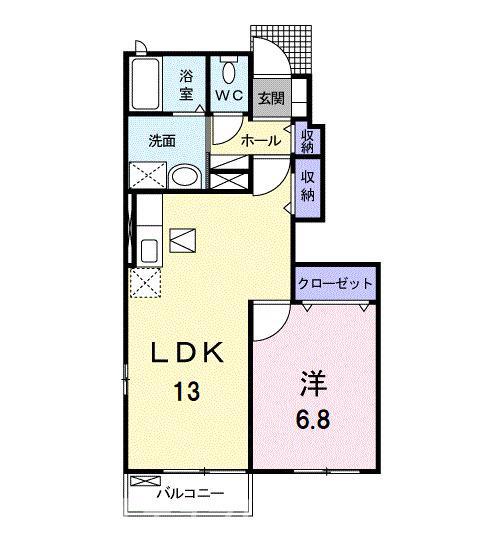フォレストウィング・K(1LDK/1階)の間取り写真