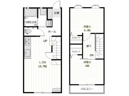 桜ガーデンハウス(2LDK/2階)の間取り写真