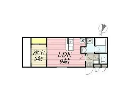 アルバーノ中村VERMILION(1LDK/1階)の間取り写真